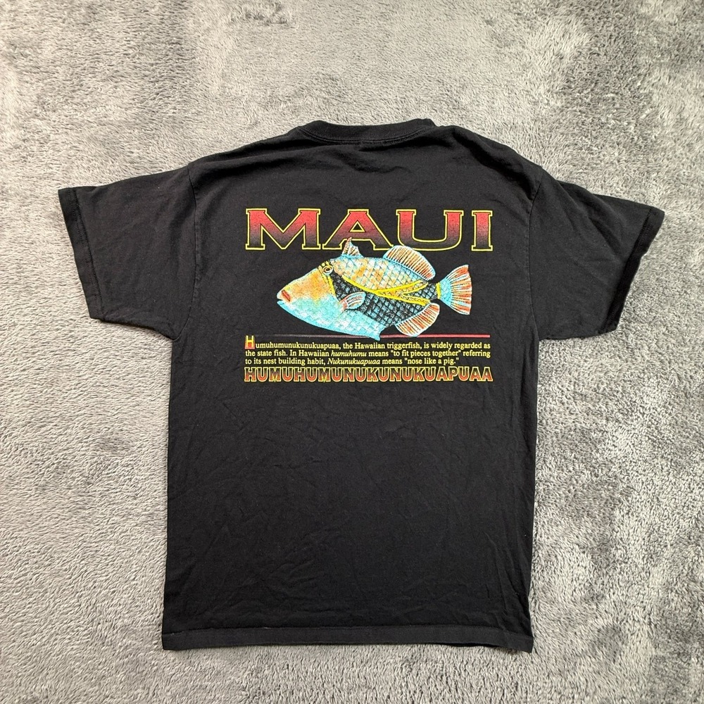 Maui Hawaii Triggerfish Humuhumunukunukuapuaa T-Shirt M Men Gray Cotton Fish